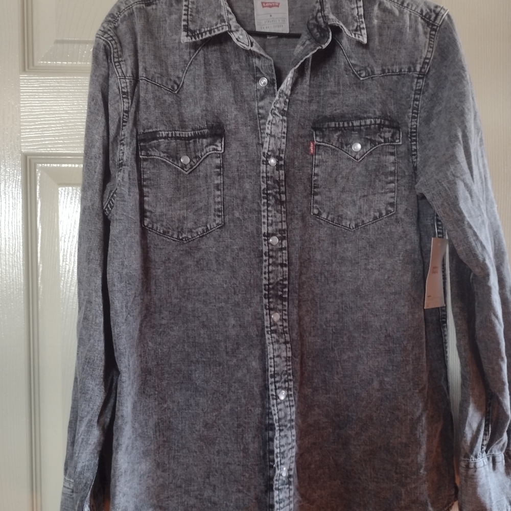 MEN'S LEVI'S PEARL SNAP CHARCOAL DENIM LS SHIRT